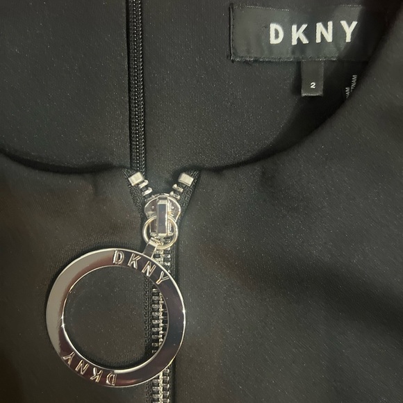 DKNY Black and White Mini Dress with Zipper Detail​ - Picture 3 of 3